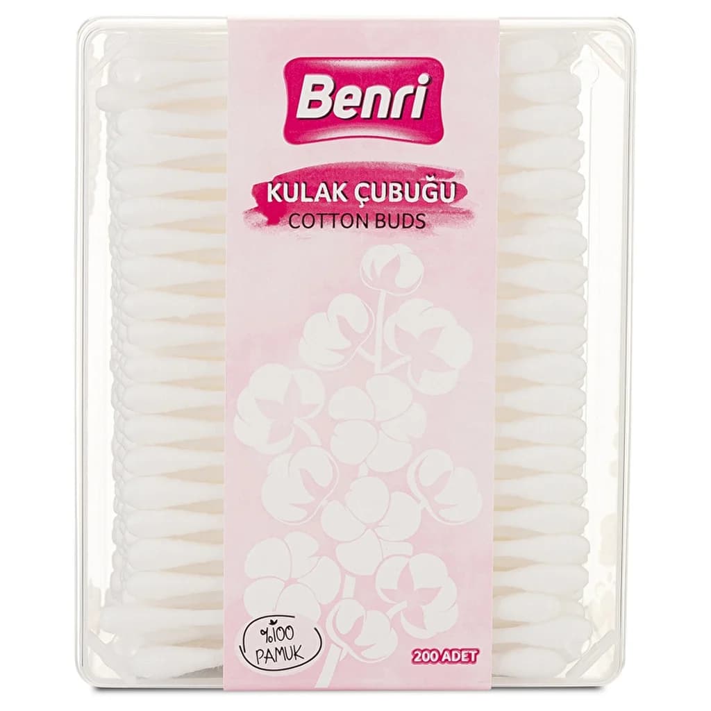Benri 200 Baumwoll-Ohrstäbchen - Vielseitige & sichere Anwendung