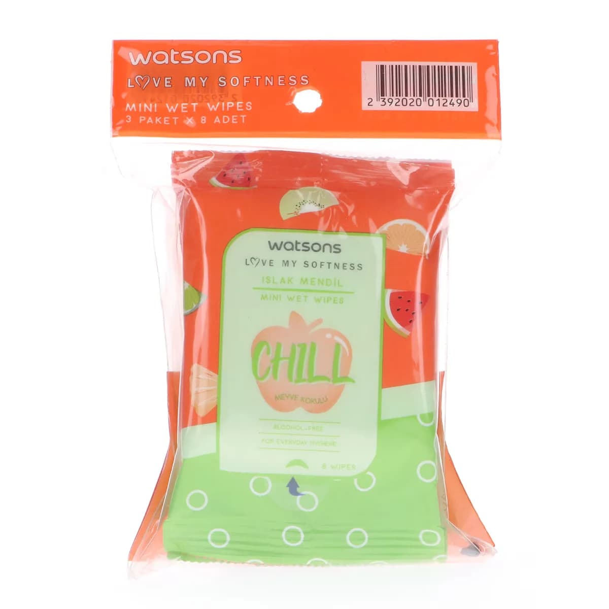 Watsons Mini Frucht Duftende Feuchttücher - 3 Packungen mit 8 Stück