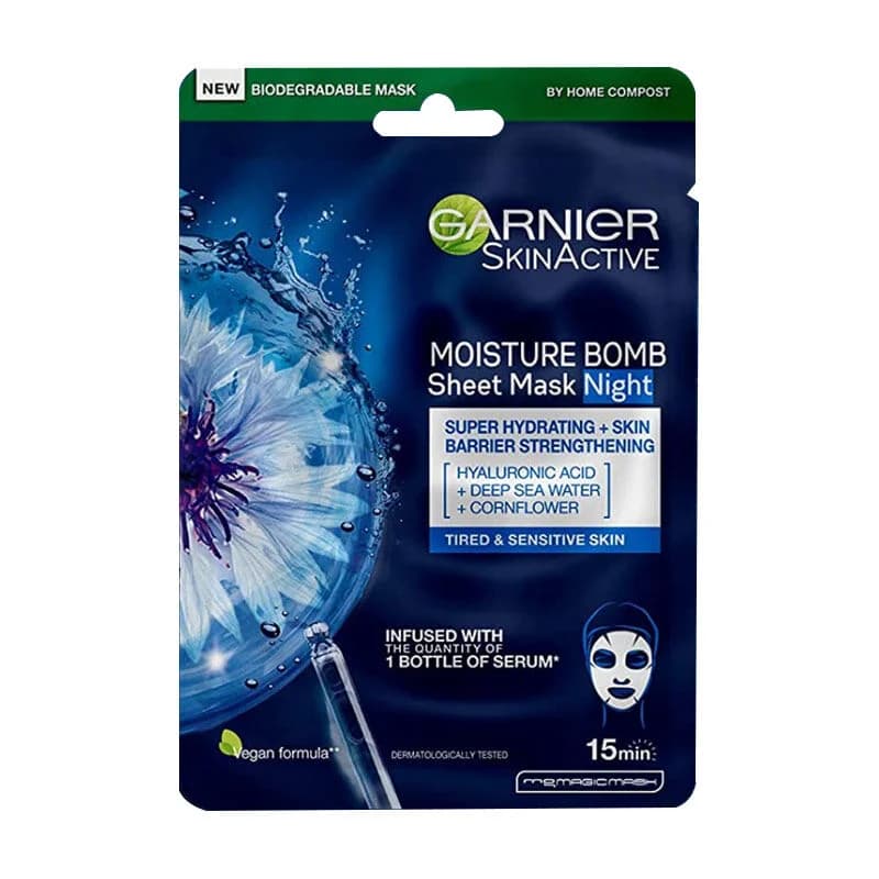 Garnier Feuchtigkeitsbombe Nachtmaske - Hydratisierendes Papier 28g