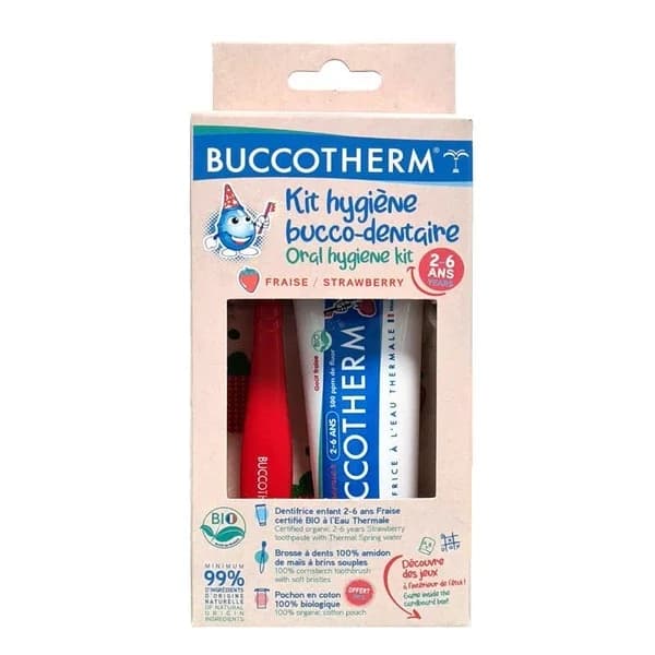 Buccotherm Fluoridfreie Erdbeer-Zahnpasta Set für Kinder 2-6