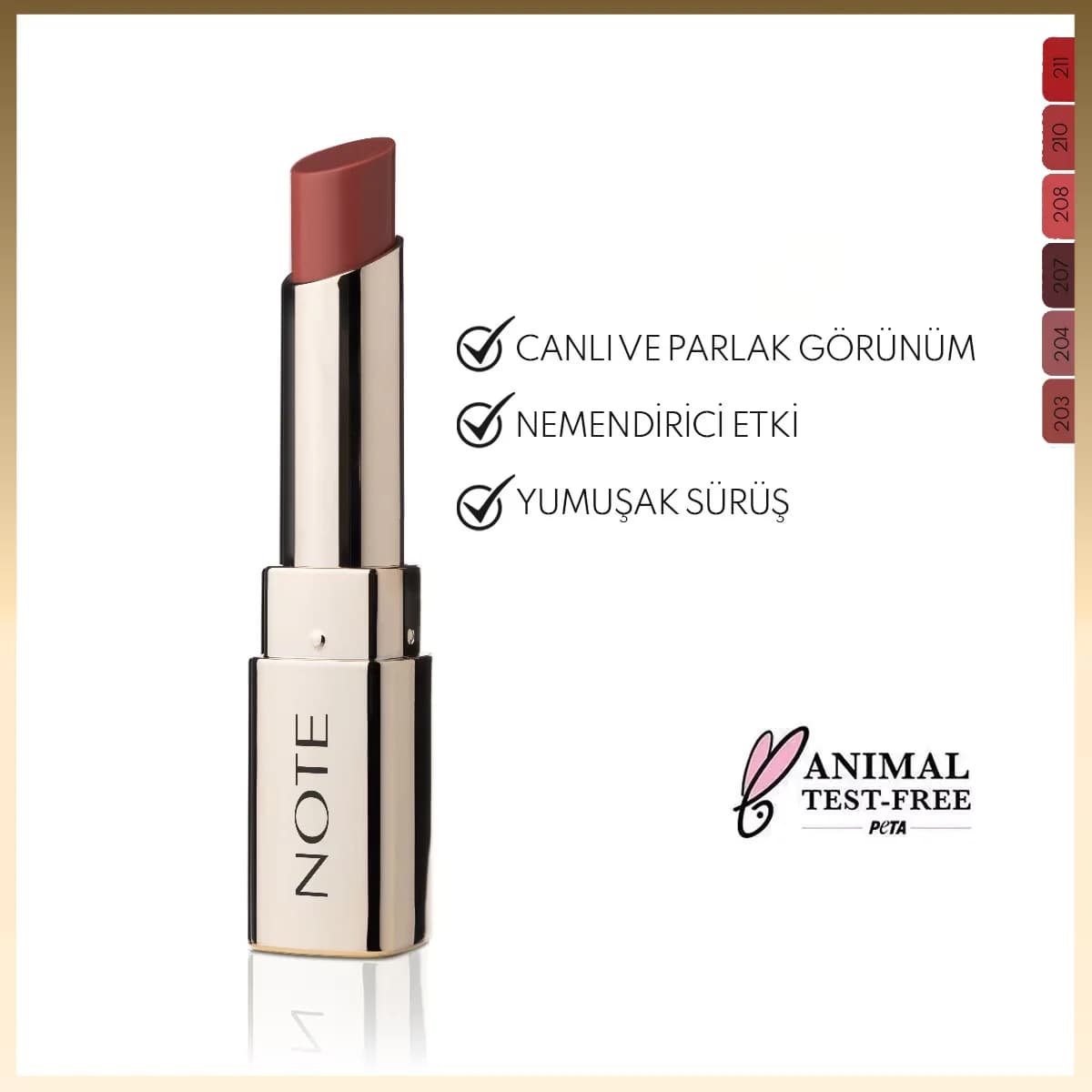 Note Iconic Sheer Lippenstift 203 Charming - Feuchtigkeitsspendender Nude Glanz