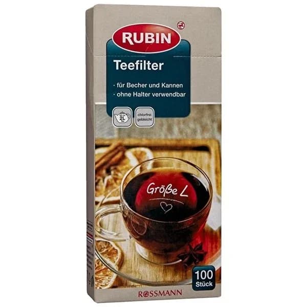 Rubin 100 Stück Teefilter - Große Kapazität, Chlorfrei