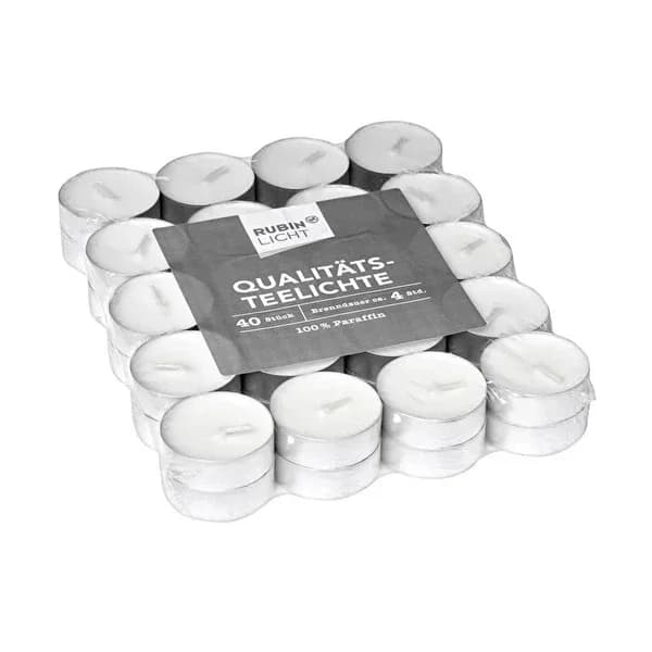 Rubin Licht 40er Pack geruchslose Paraffin Teelichter