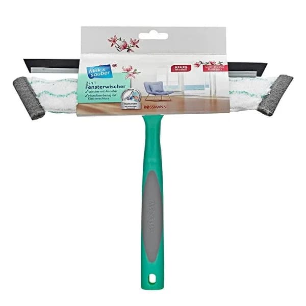 Flink &amp; Sauber 2-in-1 Fensterwischer mit Mikrofasertuch