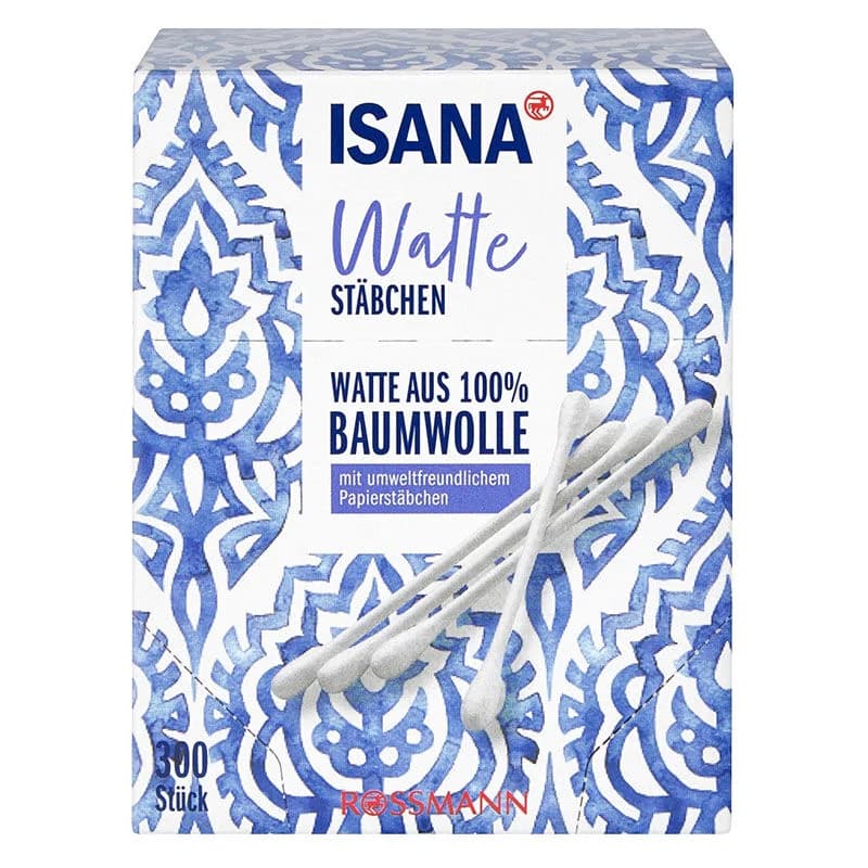 Isana Dekorative Box mit 300 Wattestäbchen