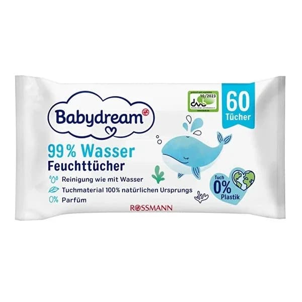 Babydream Feuchttücher 3x60 - 99% Wasser, Vegan, pH-neutral