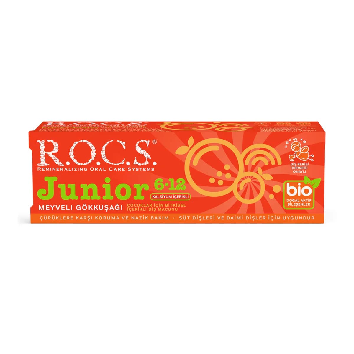 ROCS Junior Fruchtige Regenbogen Zahnpasta für Kinder 6-12, 60ml