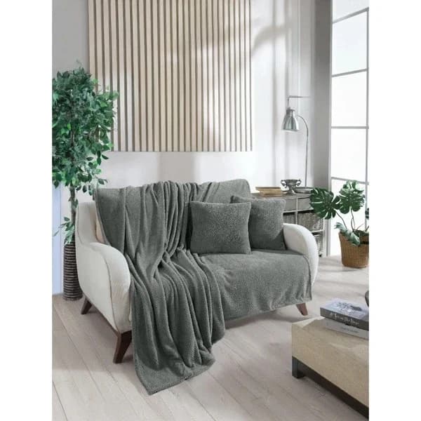 Wondel Anthrazit Sofabezug & Decke 140x140 cm