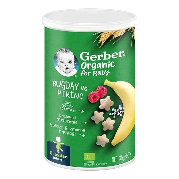 Gerber Bio Bananen-Himbeer-Reis- und Weizensnack 35g