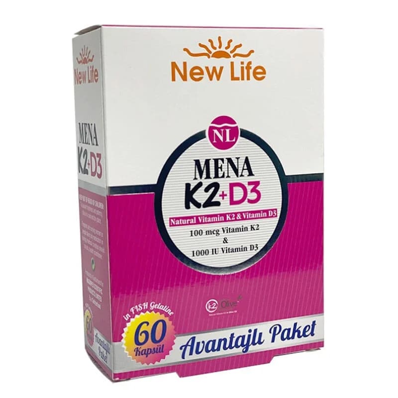 New Life Mena K2+D3 Kapseln für Knochen- und Herzgesundheit - 60 Stück