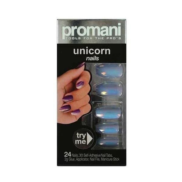 Promani Ice Blue Einhorn Nagelset mit Glitzer und Werkzeugen