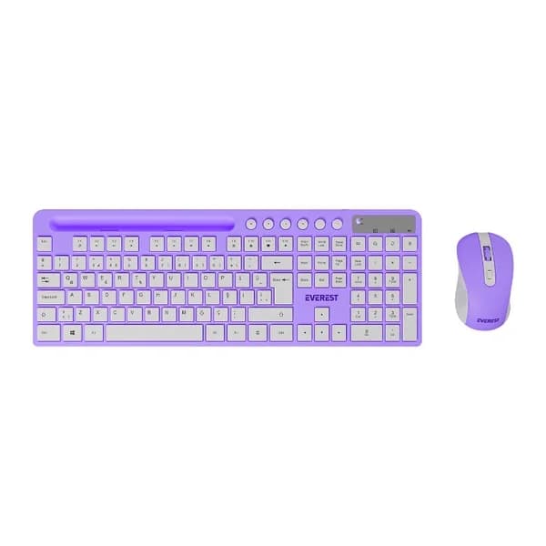 Everest KM-730 Lila Weiß Kabelloses Tastatur- und Mausset