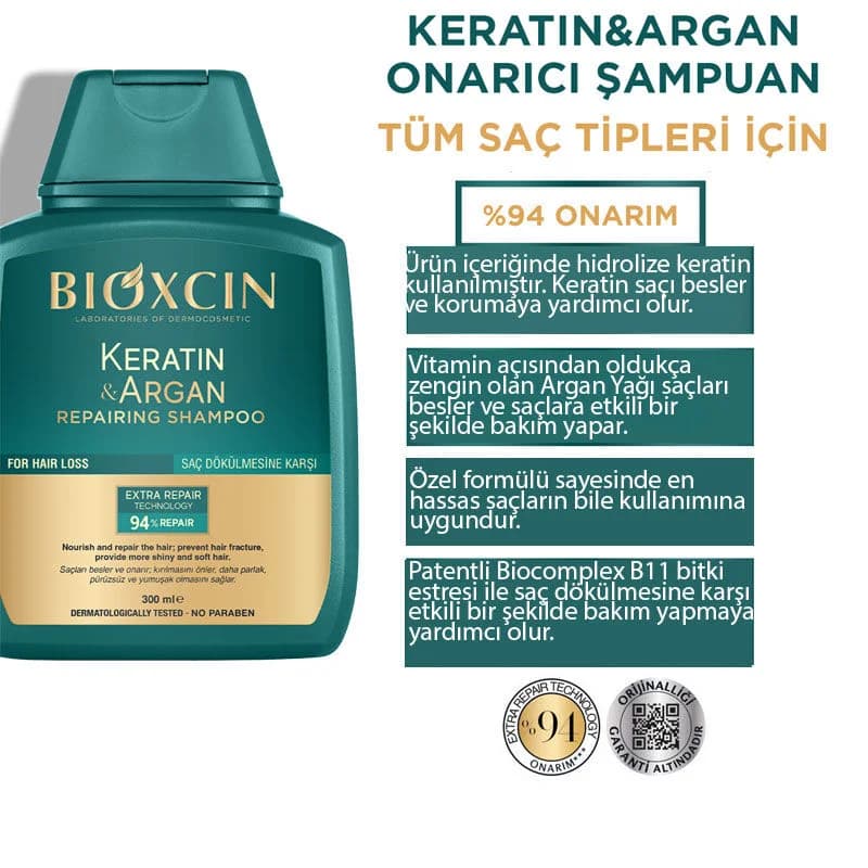 Bioxcin Keratin &amp; Argan Repair Shampoo 300ml