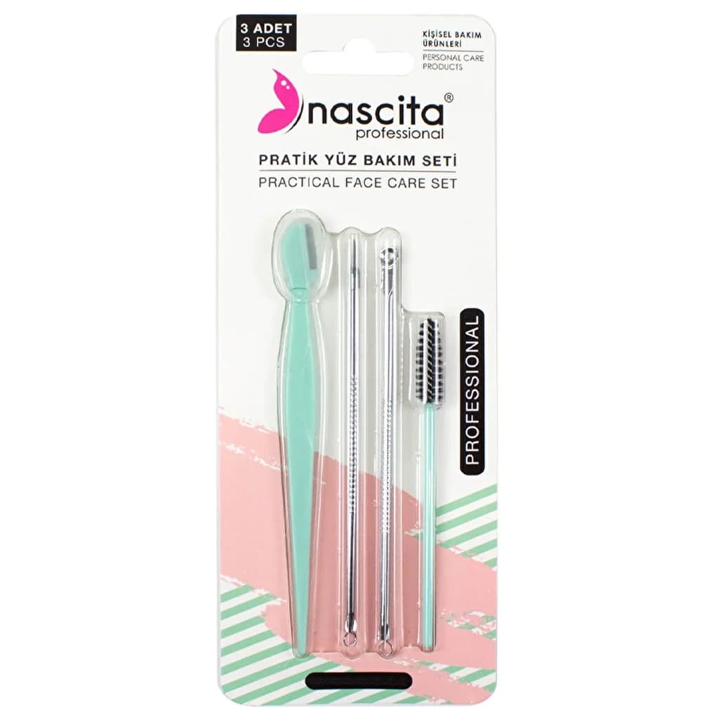 Nascita 4-teiliges Akne-Pflegeset mit Augenbrauenrasierer und Pinsel