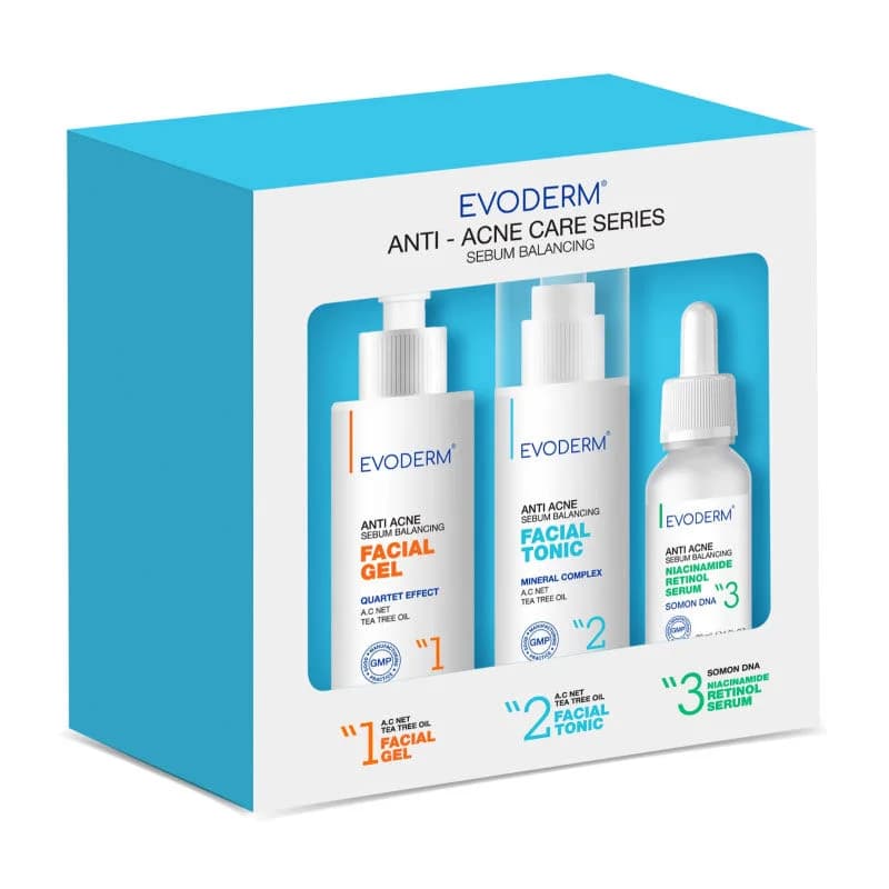 Evoderm Anti-Akne Teebaumöl Gel & Sebum Regulierung Set