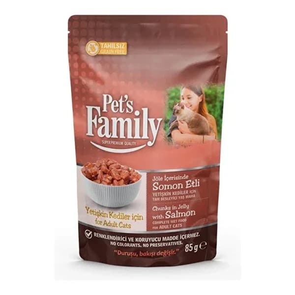 Pet's Family Beutel Lachs Gelee für erwachsene Katzen, 85g