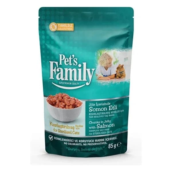 Pouch für kastrierte Katzen mit Lachs in Gelee 85g