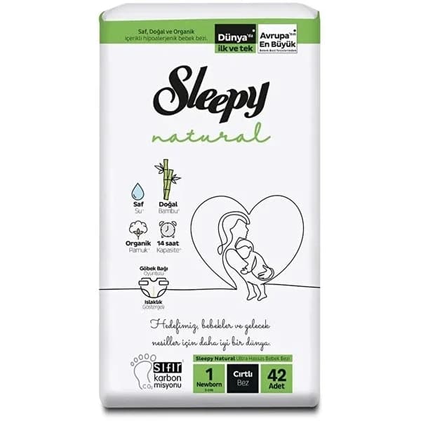 Sleepy Naturals Bio-Velcro-Windeln für Neugeborene 42er-Pack