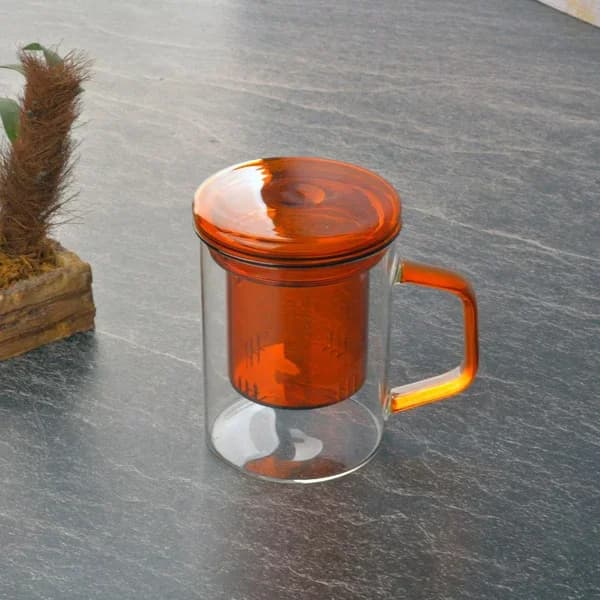 Tohana Glas Kaffeetasse mit Sieb 350 ml