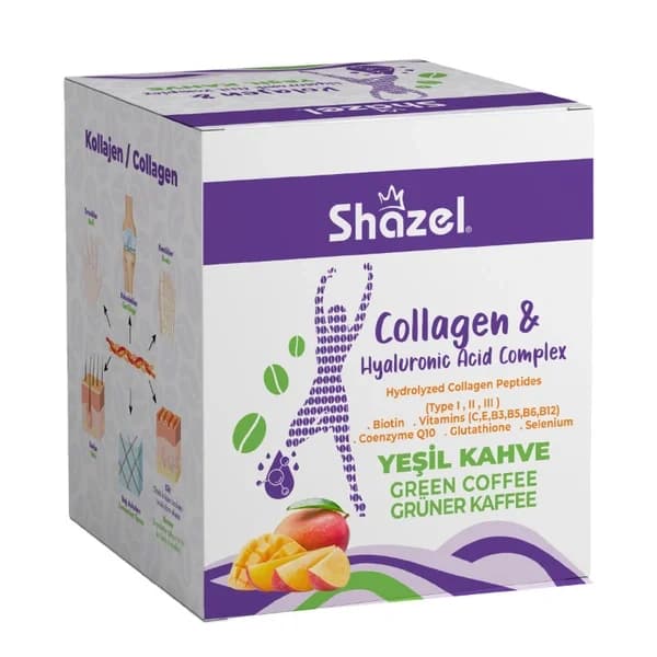 Shazel Grüner Kaffee Kollagen & Hyaluronsäure 12er Pack