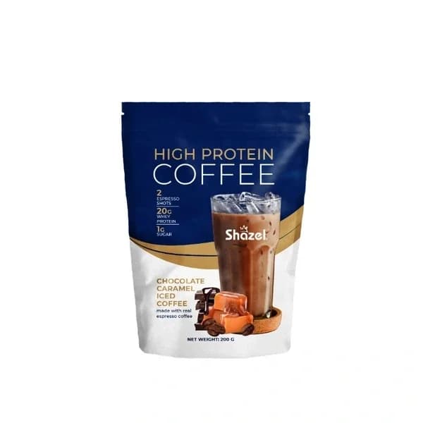 Shazel High Protein Eiskaffee Schokolade Karamell Mix 200g