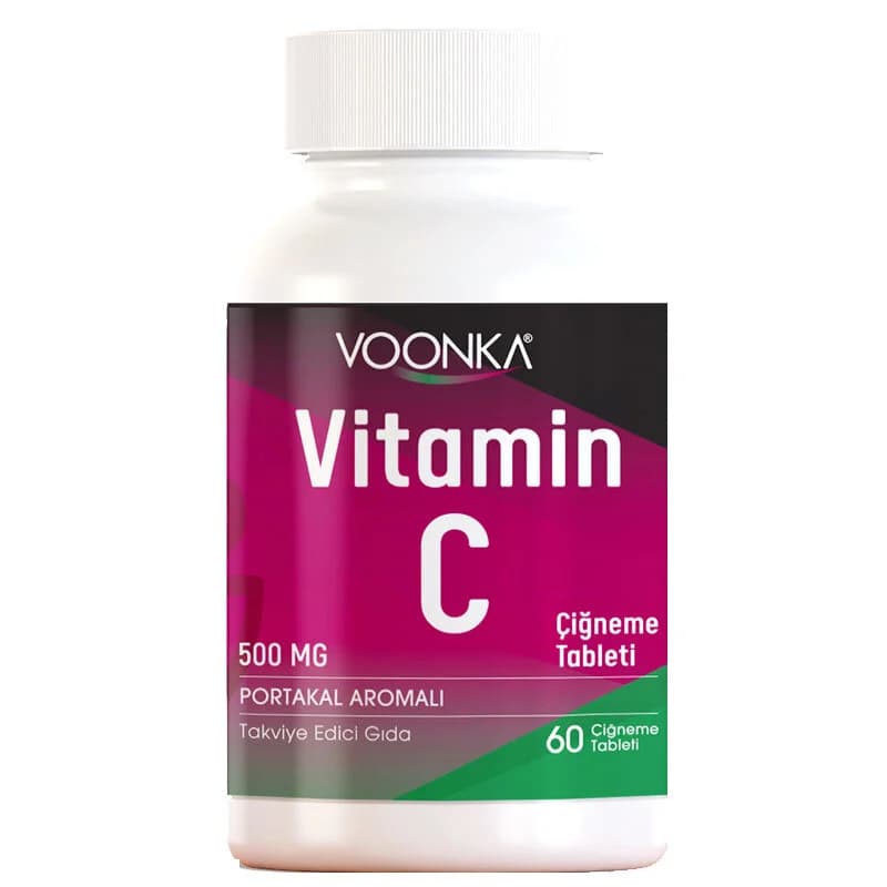 Voonka Vitamin C Kautabletten - Orange Geschmack, 62 Stück
