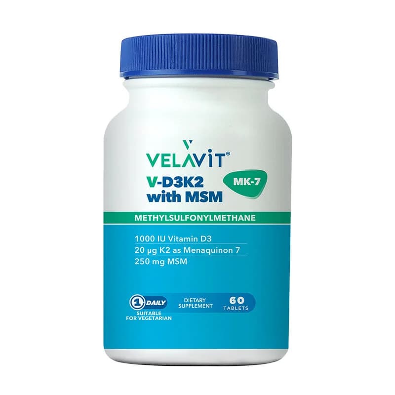 Velavit V-D3K2 + MSM Tabletten für Knochen- und Immunsupport 60 Stück