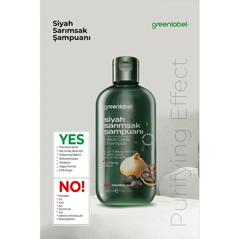 Greenlabel 2 in 1 Knoblauch Shampoo - Weiß & Schwarz, 400ml