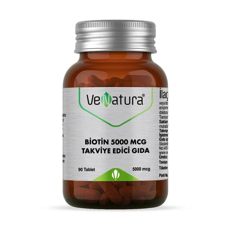 VeNatura Biotin 5000 mcg - 90 Tabletten für Haare, Haut, Nägel