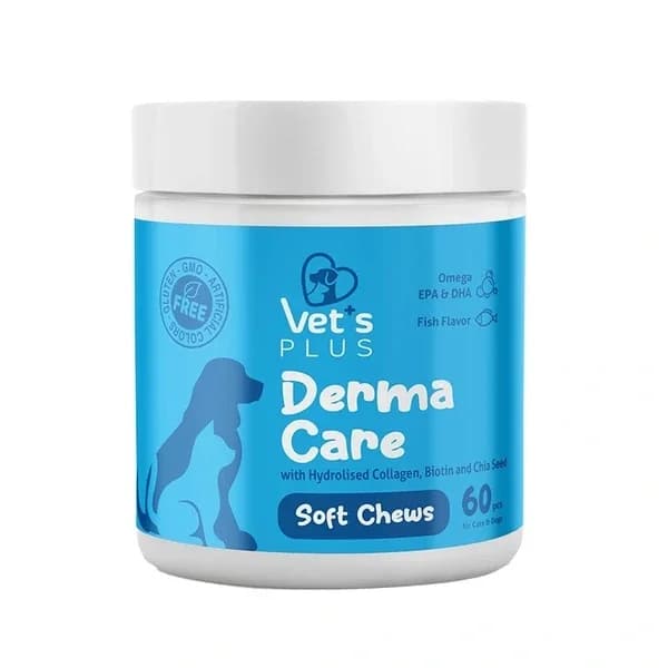 Vet's Plus Derma Care Kaubare Tabletten für Katzen und Hunde - 60 Stück