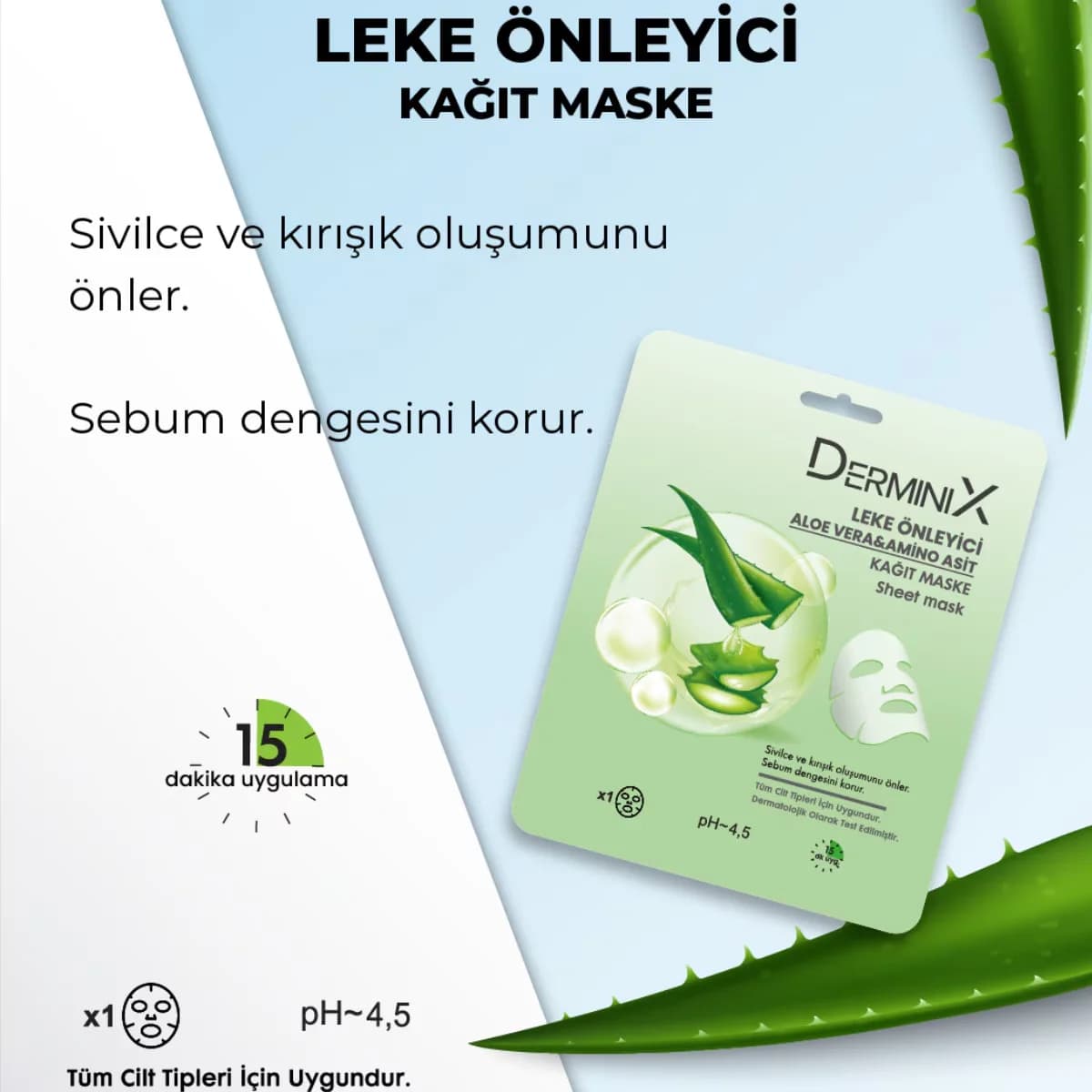 Derminix Aloe Vera Anti-Spot Maske mit Aminosäuren - 1 Stück