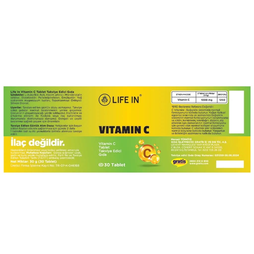 Life In Vitamin C Nahrungsergänzung - 30 Tabletten