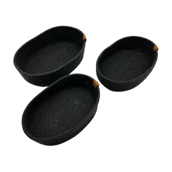 Luna Cucina Schwarzes Jute Oval Organizer Set - 3 Teile, 29 cm