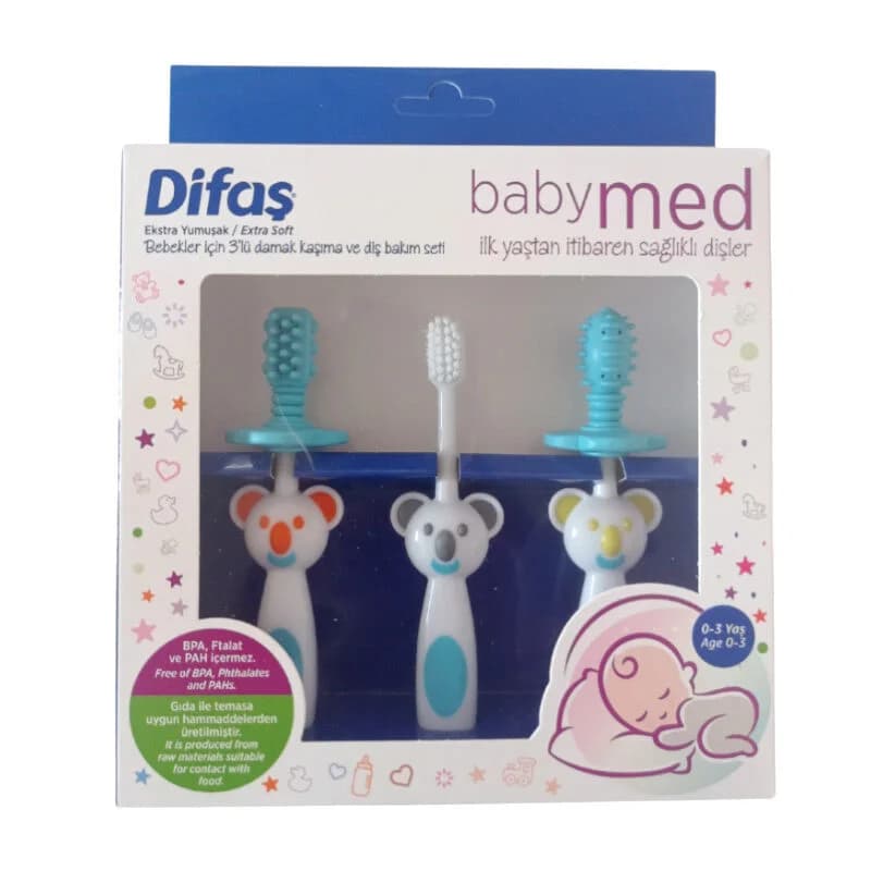 Difaş Babymed Blau Zahnpflegeset für Säuglinge und Kleinkinder