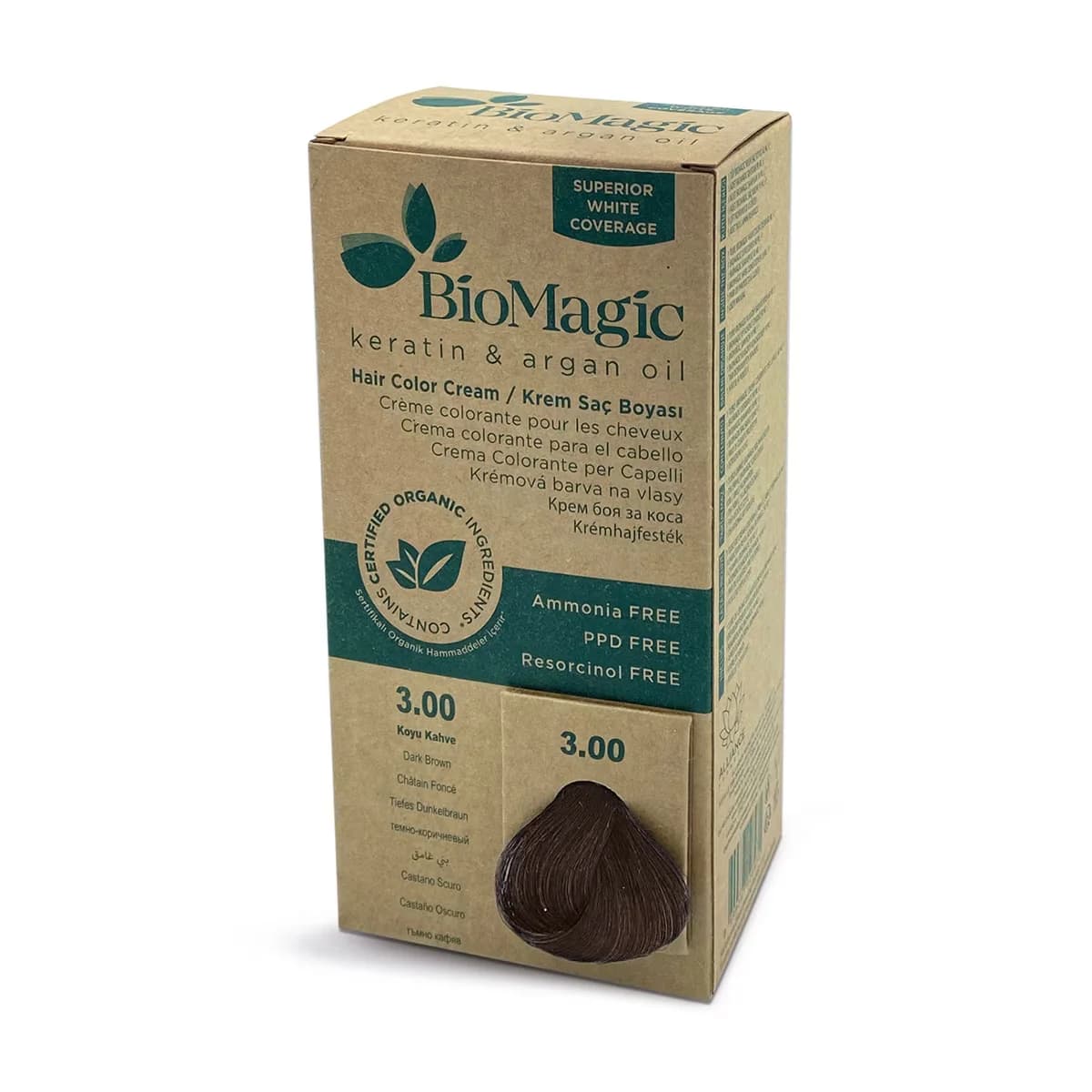 Biomagic ammoniakfreie Haarfarbe Dunkelbraun Nr. 3.00