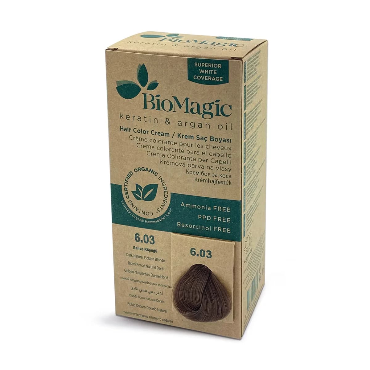 Biomagic Braune Schaum-Haarfarbe Nr. 6.03 - Nährende Formel