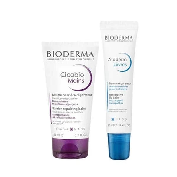 Bioderma Cicabio Handcreme & Atoderm Lippenbalsam Set 65ml