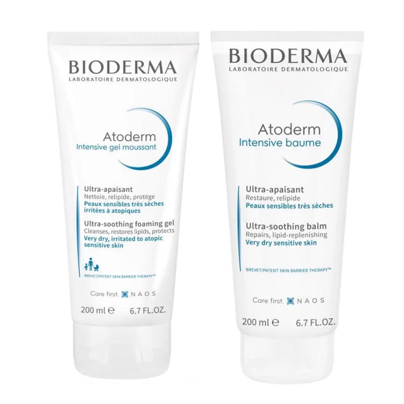 Bioderma Atoderm Balsam & Reiniger Set für trockene Hautpflege