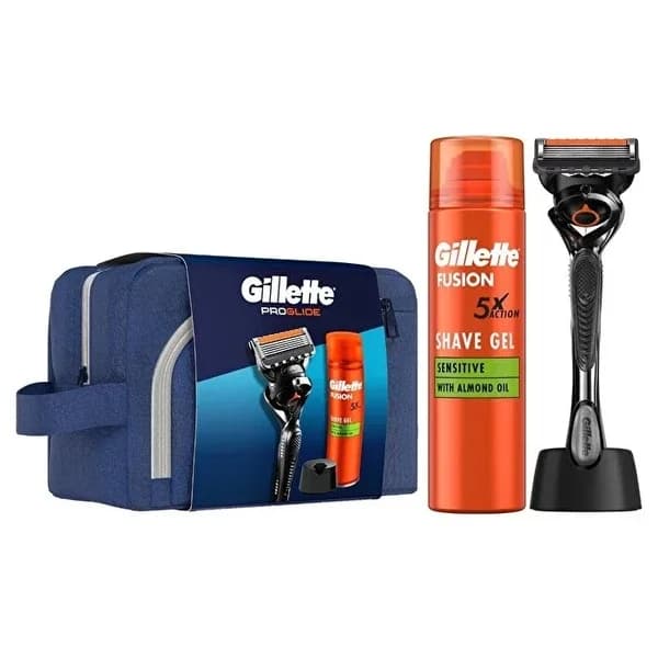 Gillette Fusion ProGlide Rasiererständer, Gel & Tasche Set 200ml