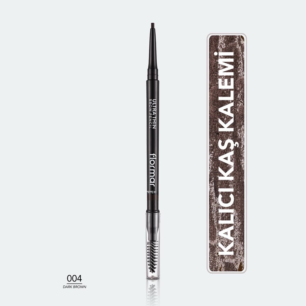 Flormar Ultra Thin Fine Tip And Bristle Brush Eyebrow Pencil 004 dark Brown