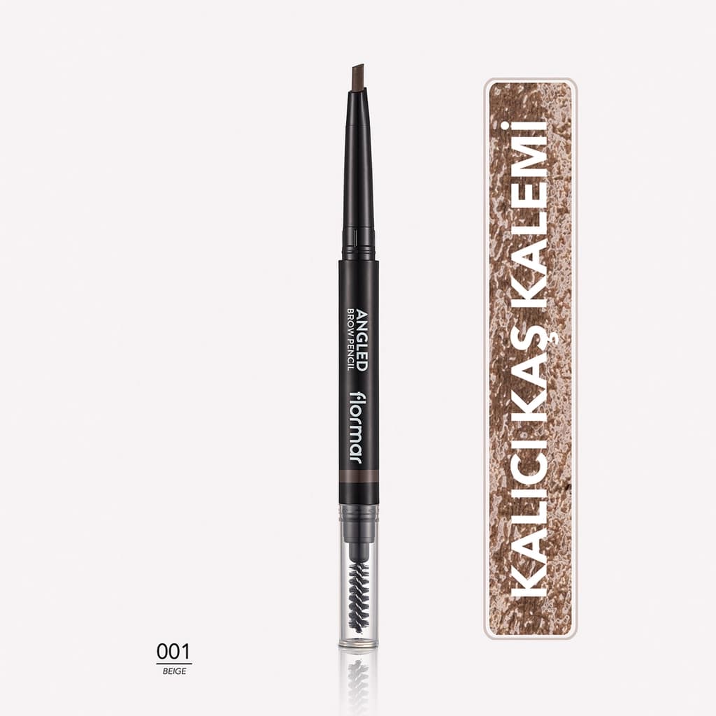 Flormar Angled Eyebrow Pencil With Angled Tip And Bristle Brush 001 beige