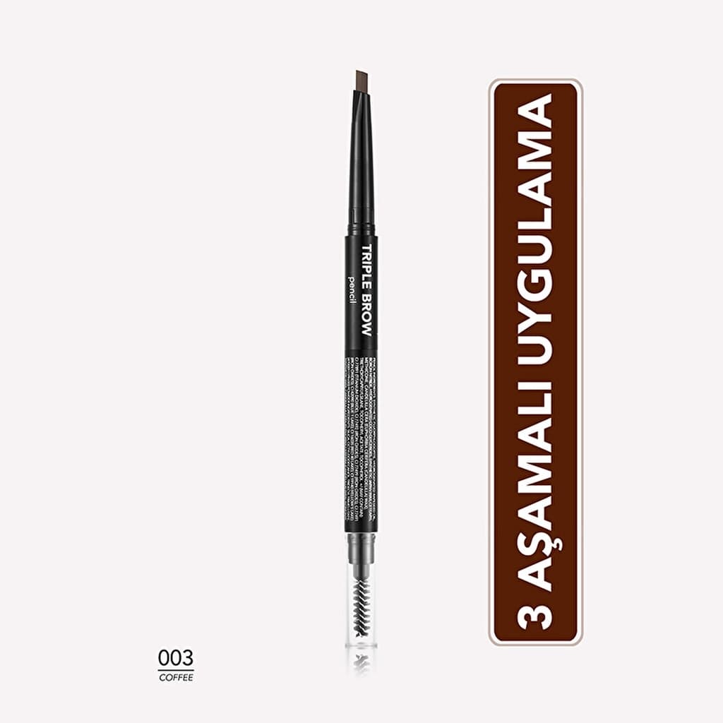 Flormar Triple Brow Brush And Powder Head Eyebrow Pencil 003 coffee