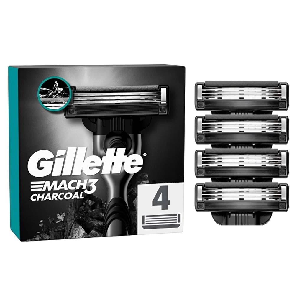 Gillette Mach3 charcoal Razor Blades 4-pcs