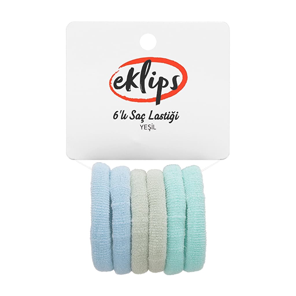 Eklips 6-Pack Green Hair Elastics - Durable & Stretchy Bands