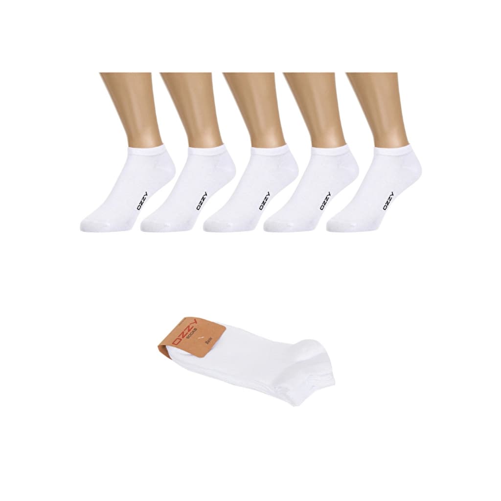 Ozzy Socks Women 5-pack Seamless Cotton Ankle Socks White 36/40