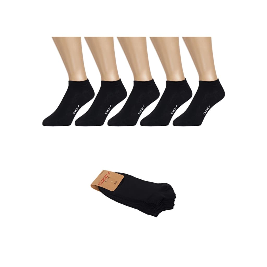 Ozzy Socks Women 5-pack Seamless Cotton Ankle Socks Black 36/40