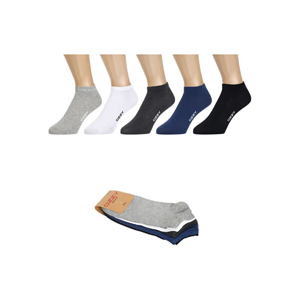 Ozzy Socks Men's 5-pack Seamless Cotton Ankle Socks Colorful 40/44