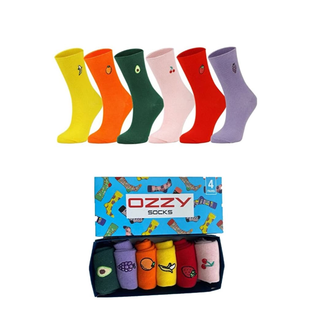 Ozzy Socks Women 6-pack Fruit Embroidered Socks 36/40