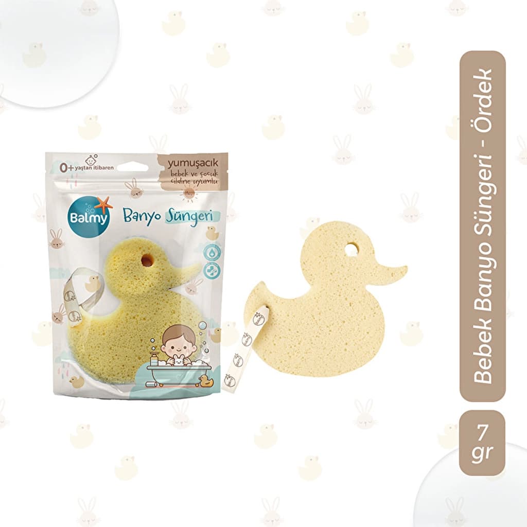 Balmy Duck Baby Bath Sponge - Soft, Hypoallergenic &amp; Fun Shapes