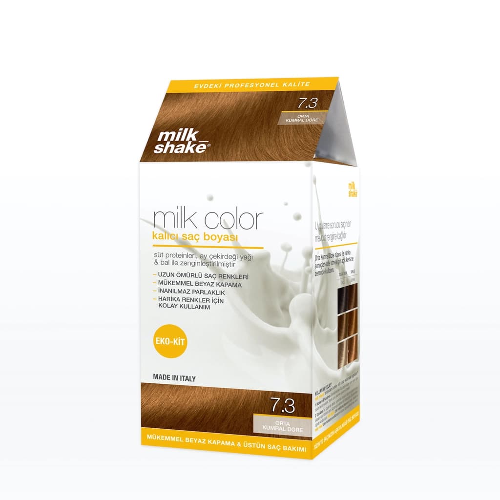 Milk Shake Milk Color Permanent Hair Dye 7.3 - Medium Blonde Dore - Eco Kit